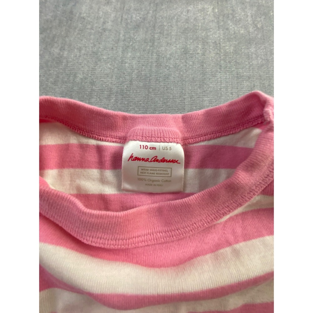 Hanna Andersson Kids Pink White Striped Organic Cotton Pajama Set Size 110 US 5 - Picture 6 of 6